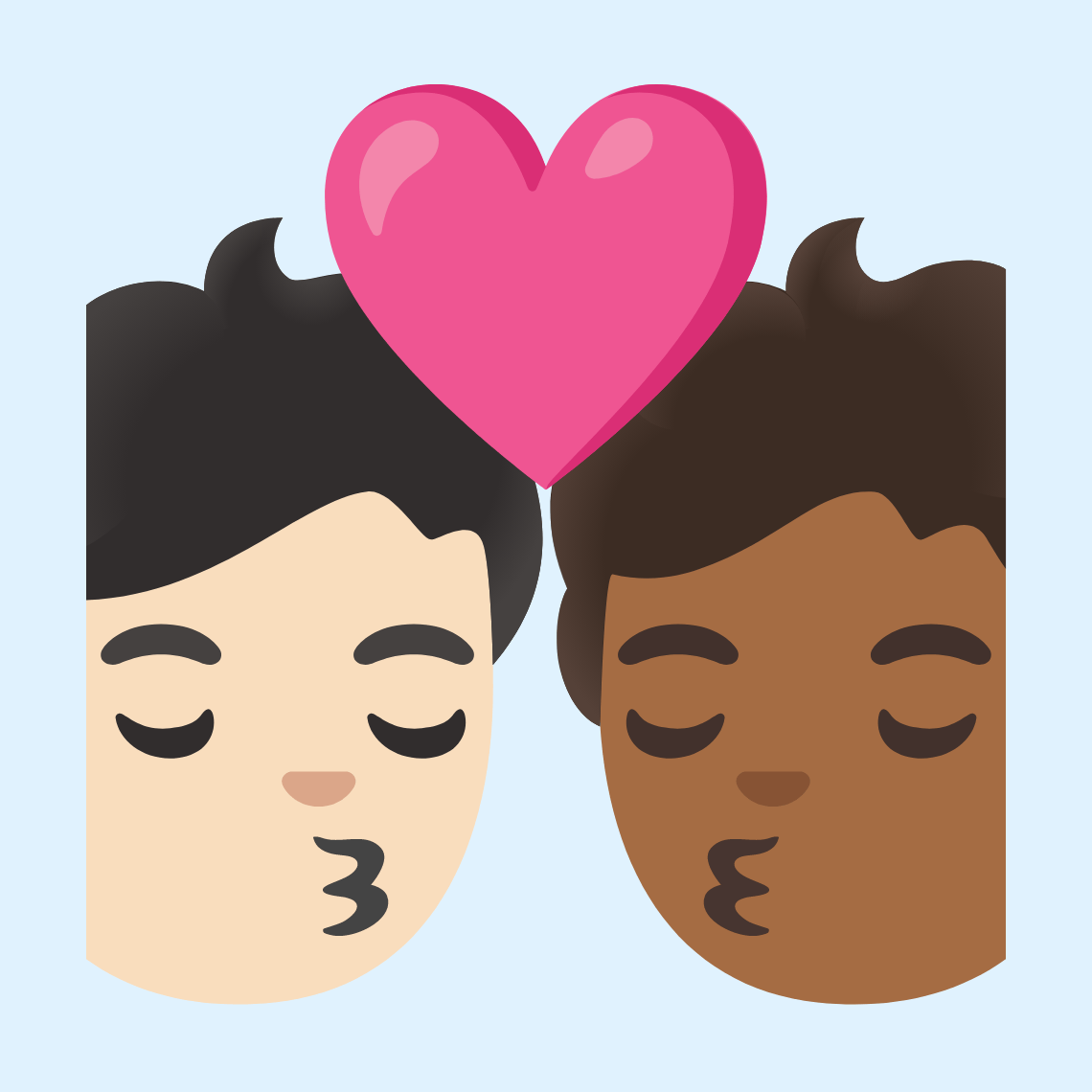 π§π»ββ€οΈβπβπ§πΎ Kiss: person, person, light skin tone, medium-dark skin tone