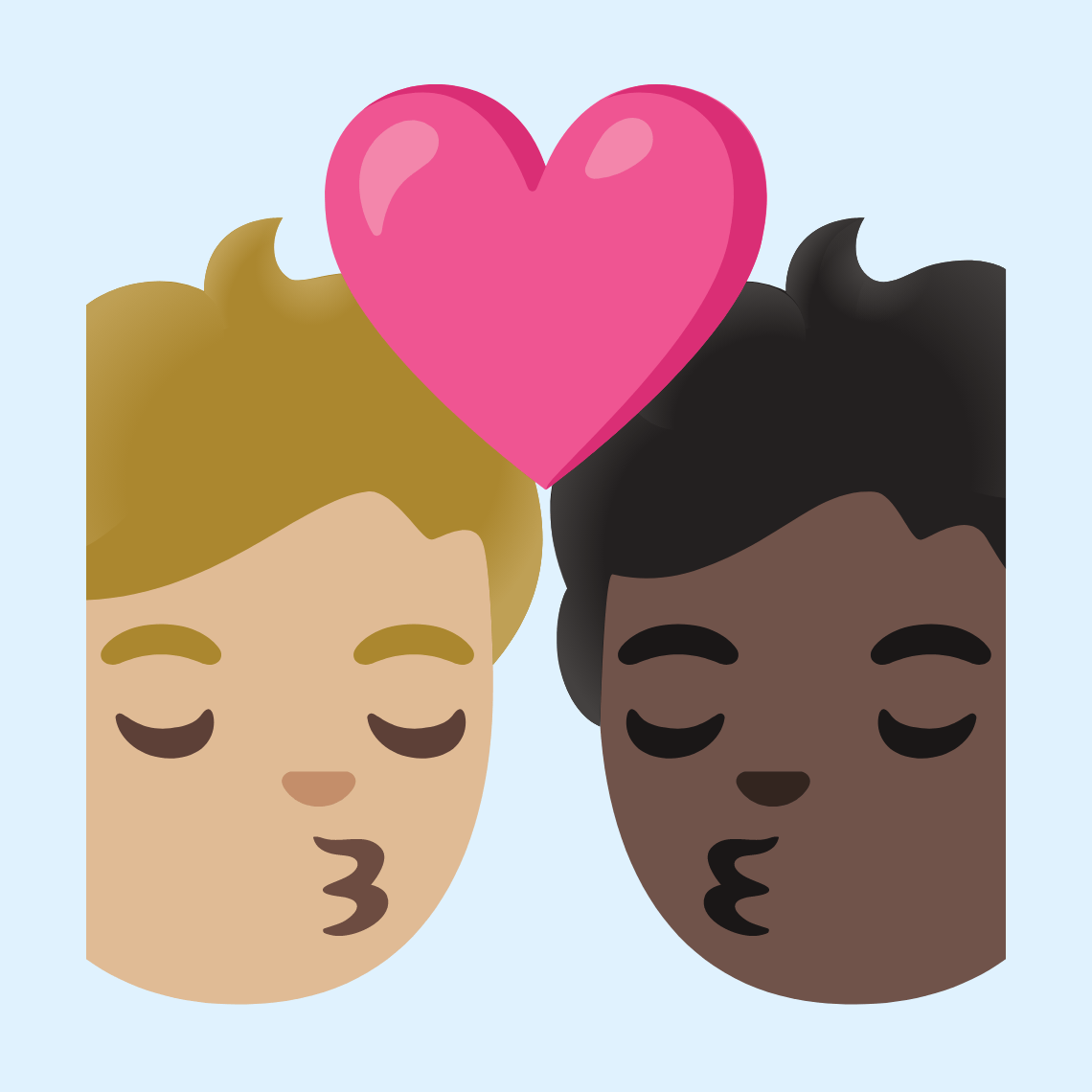 π§πΌββ€οΈβπβπ§πΏ Kiss: person, person, medium-light skin tone, dark skin tone