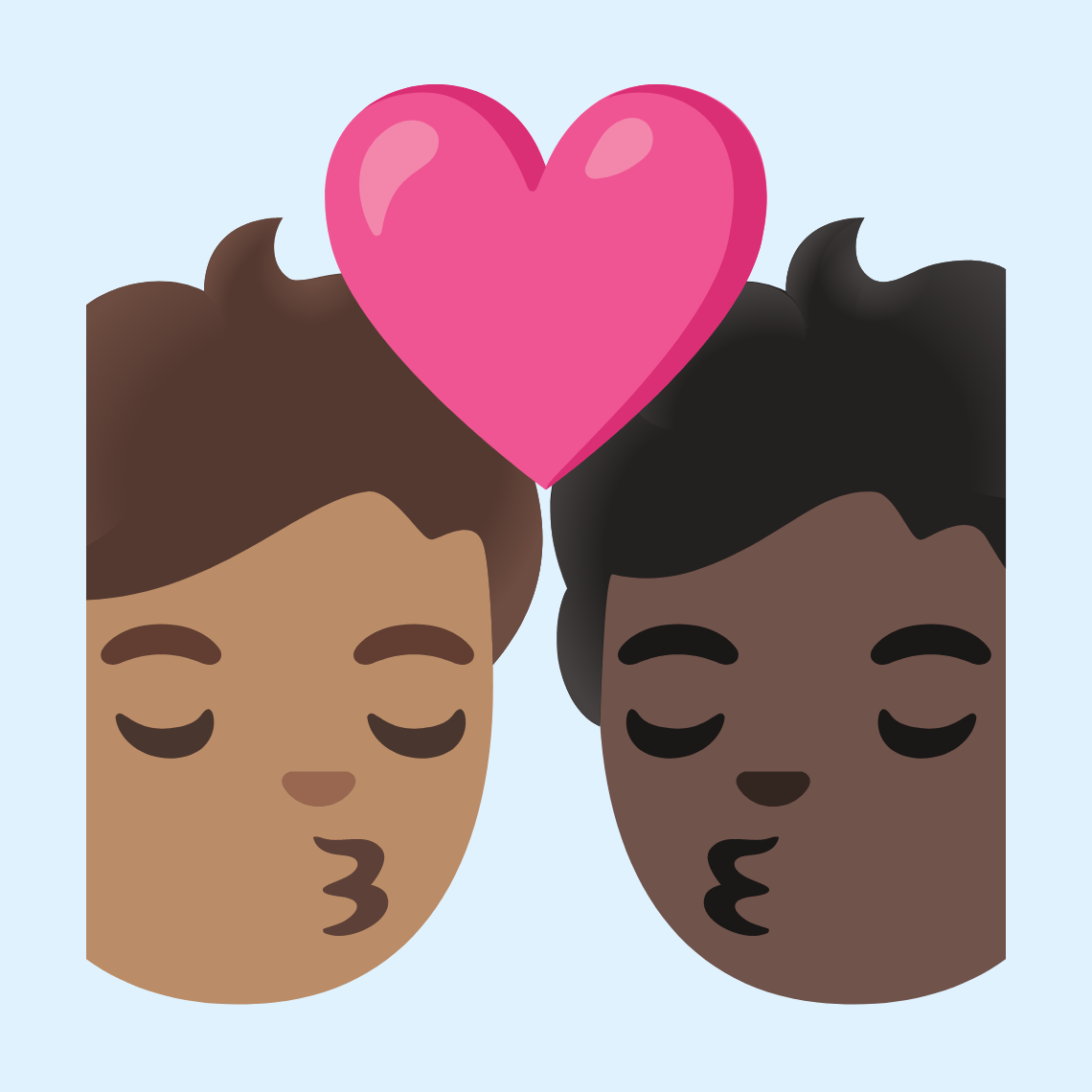 π§π½ββ€οΈβπβπ§πΏ Kiss: person, person, medium skin tone, dark skin tone