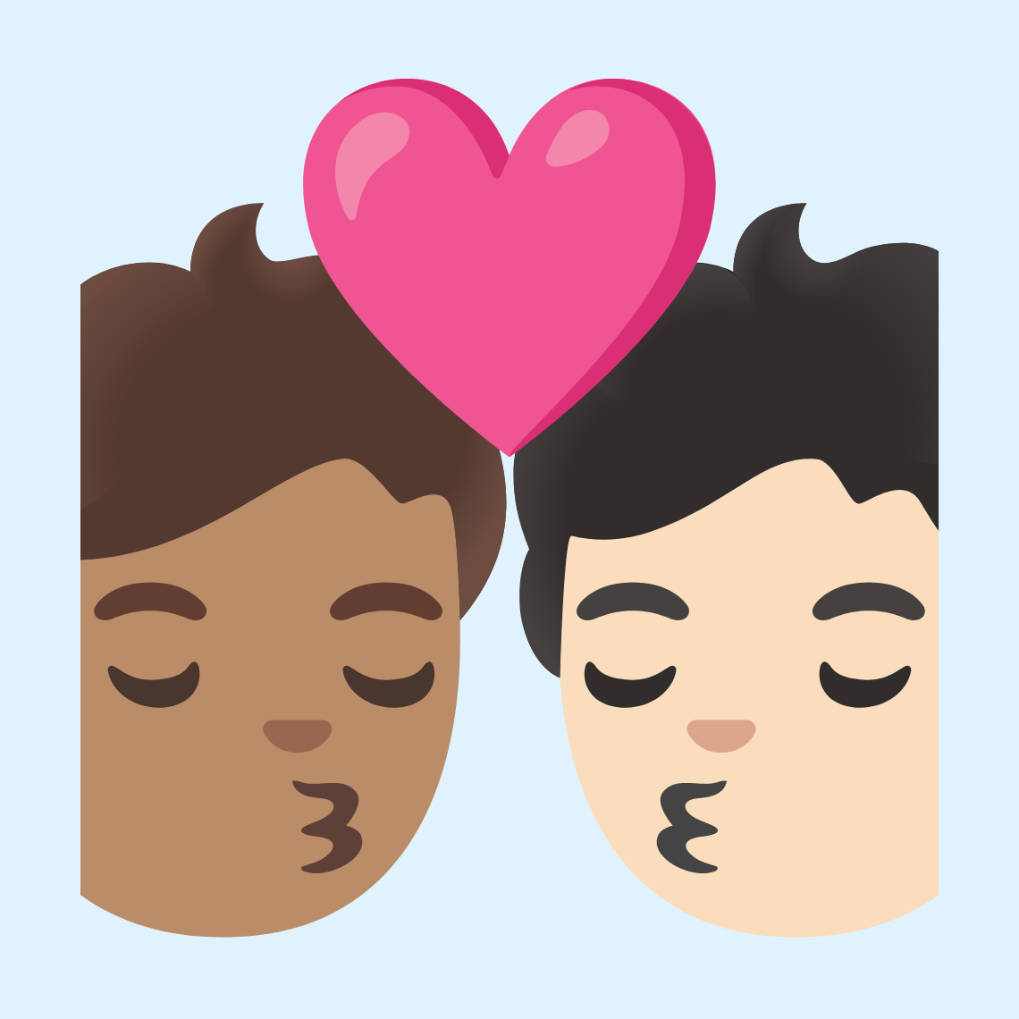 π§π½ββ€οΈβπβπ§π» Kiss: person, person, medium skin tone, light skin tone