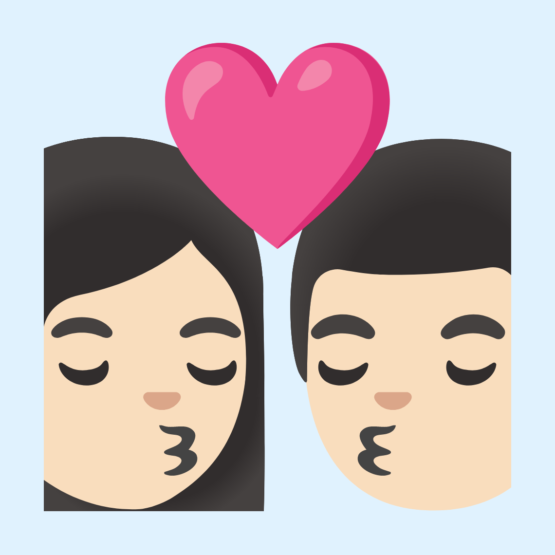 👩🏻‍❤️‍💋‍👨🏻 Kiss: woman, man, light skin tone