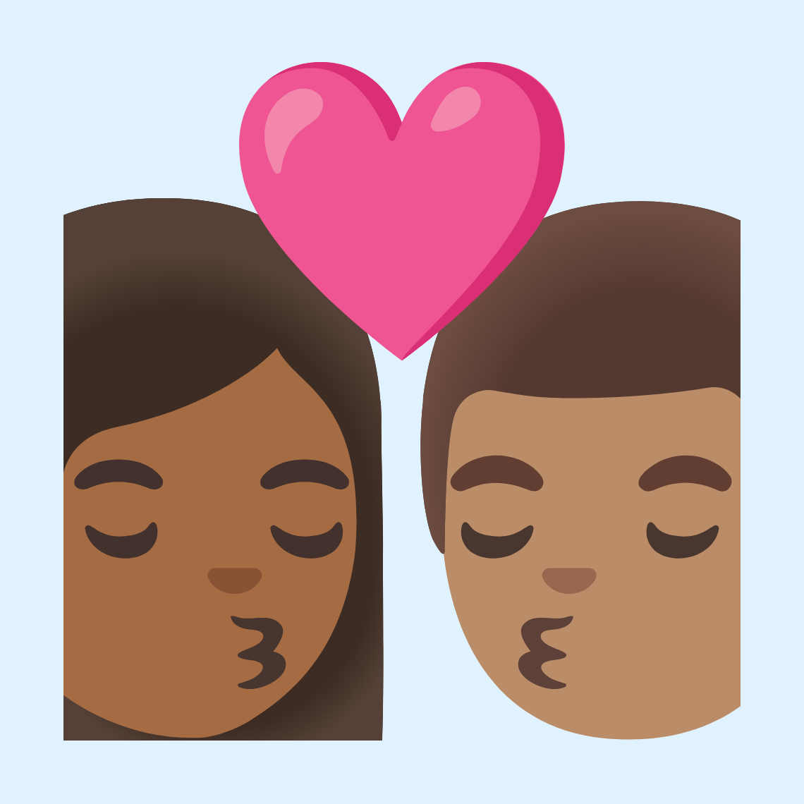 π©πΎββ€οΈβπβπ¨π½ Kiss: woman, man, medium-dark skin tone, medium skin tone