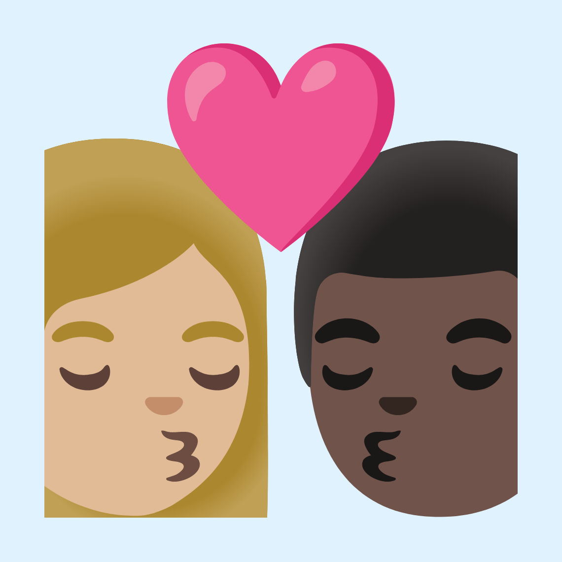 π©πΌββ€οΈβπβπ¨πΏ Kiss: woman, man, medium-light skin tone, dark skin tone