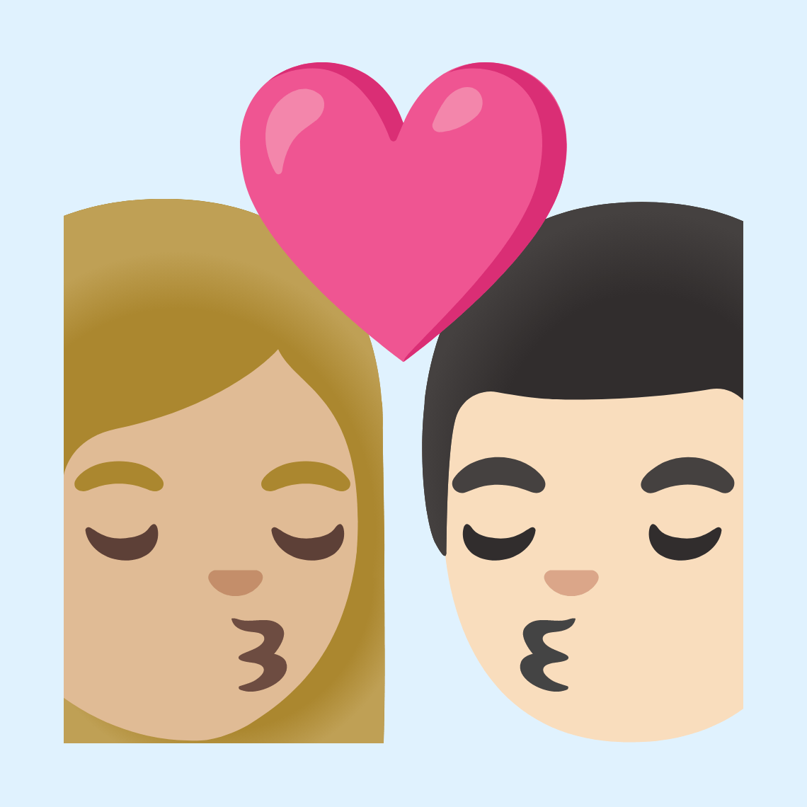 π©πΌββ€οΈβπβπ¨π» Kiss: woman, man, medium-light skin tone, light skin tone