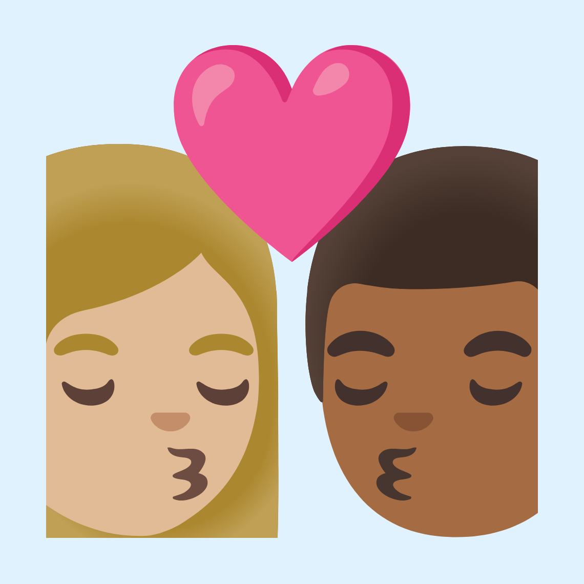 π©πΌββ€οΈβπβπ¨πΎ Kiss: woman, man, medium-light skin tone, medium-dark skin tone