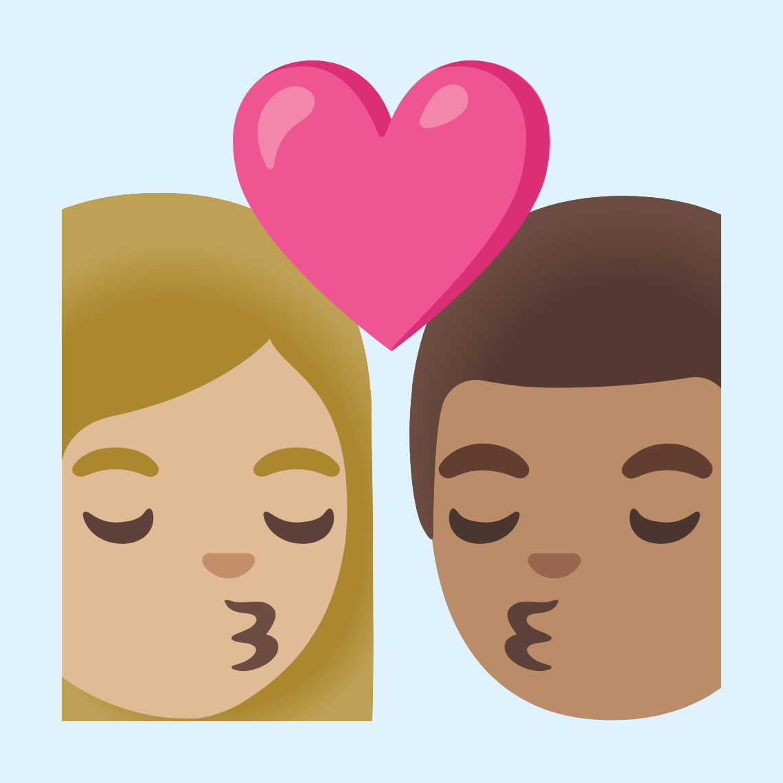 👩🏼❤️💋👨🏽 Poljubac: žena, muškarac, svijetlo maslinasta boja kože i maslinasta boja kože