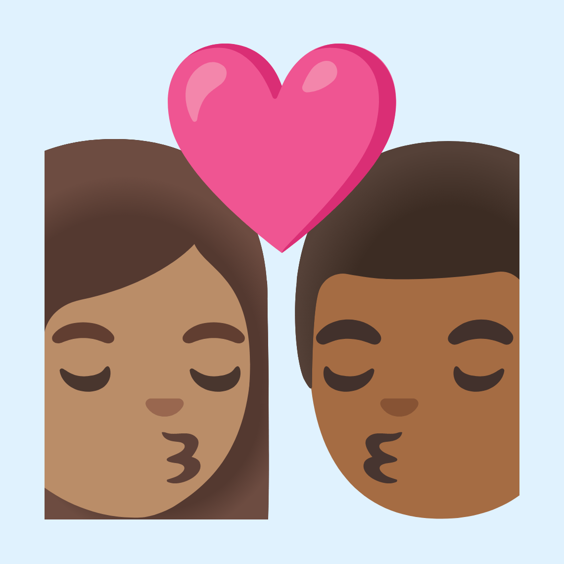 π©π½ββ€οΈβπβπ¨πΎ Kiss: woman, man, medium skin tone, medium-dark skin tone