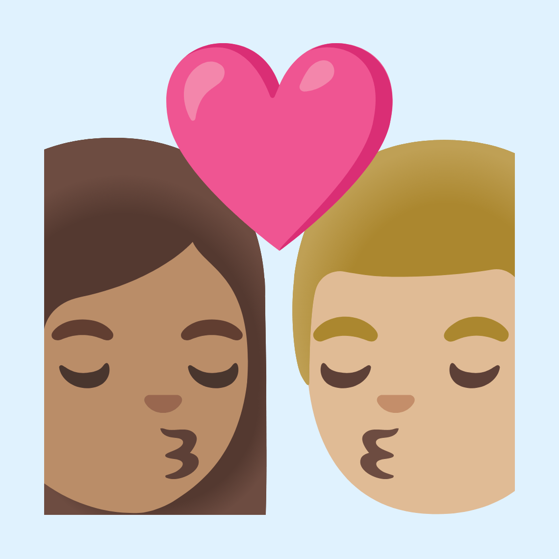 π©π½ββ€οΈβπβπ¨πΌ Kiss: woman, man, medium skin tone, medium-light skin tone