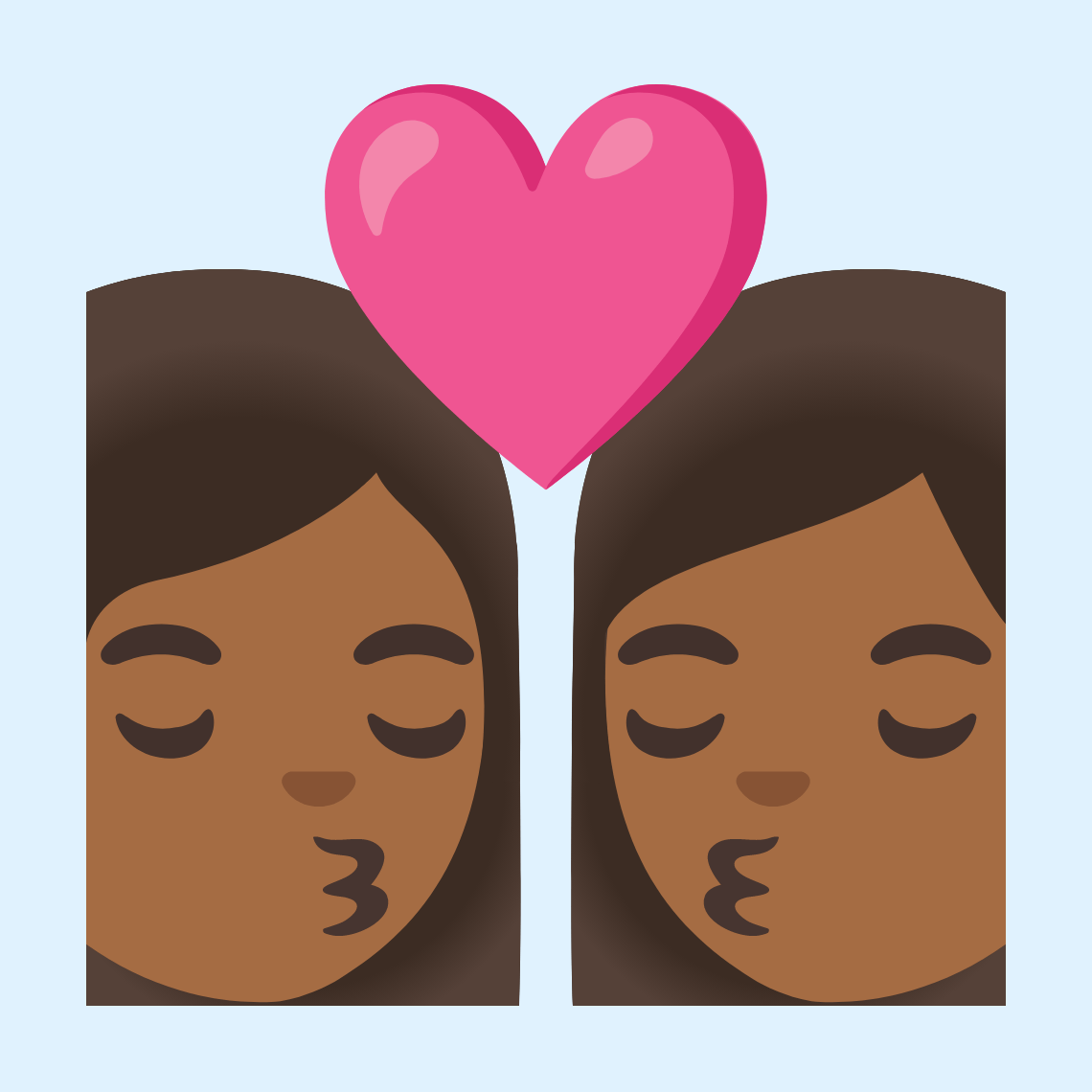 π©πΎββ€οΈβπβπ©πΎ Kiss: woman, woman, medium-dark skin tone