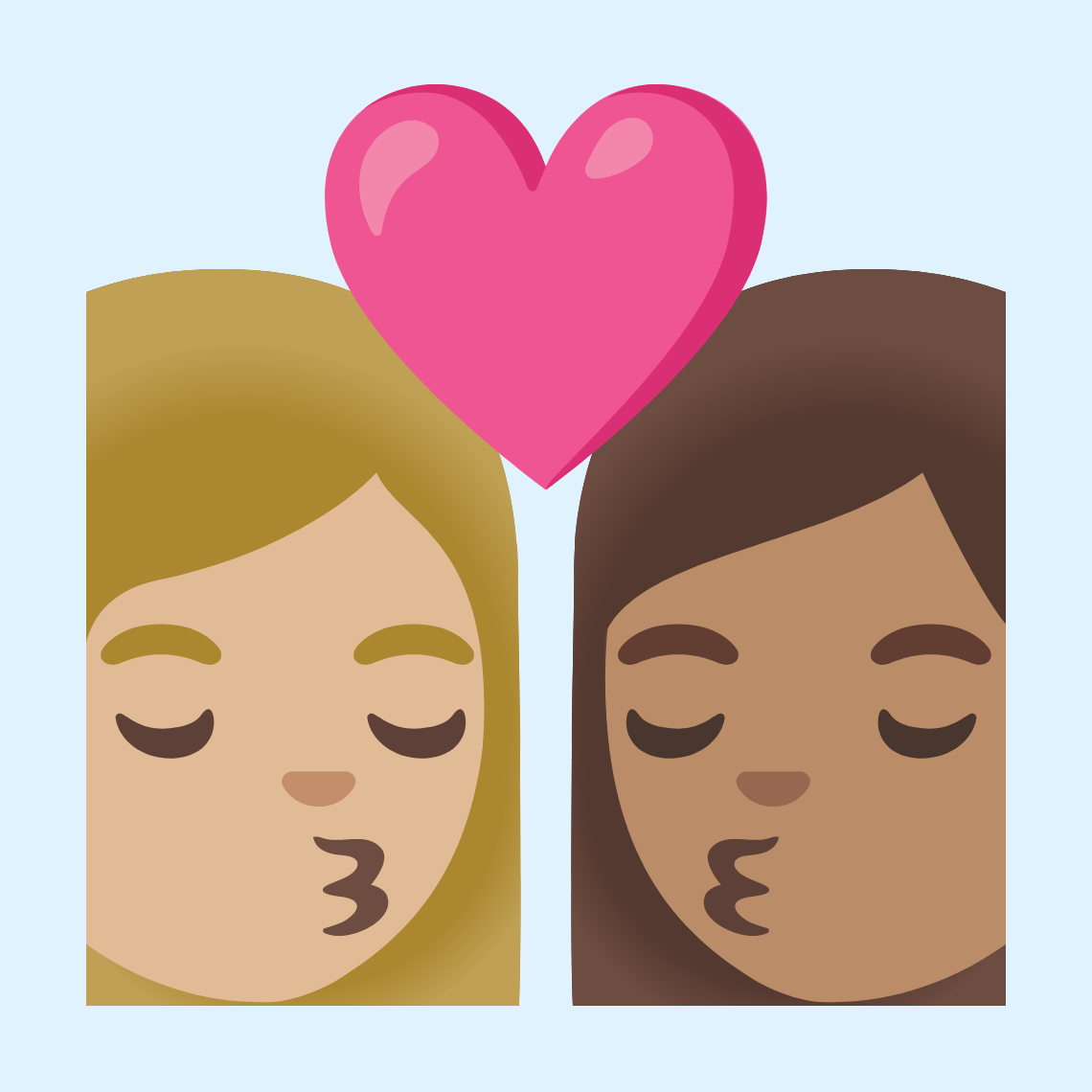 π©πΌββ€οΈβπβπ©π½ Kiss: woman, woman, medium-light skin tone, medium skin tone