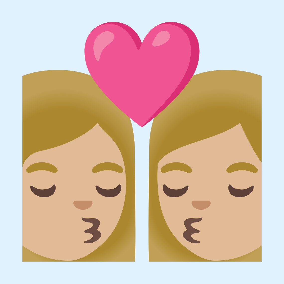 π©πΌββ€οΈβπβπ©πΌ Kiss: woman, woman, medium-light skin tone