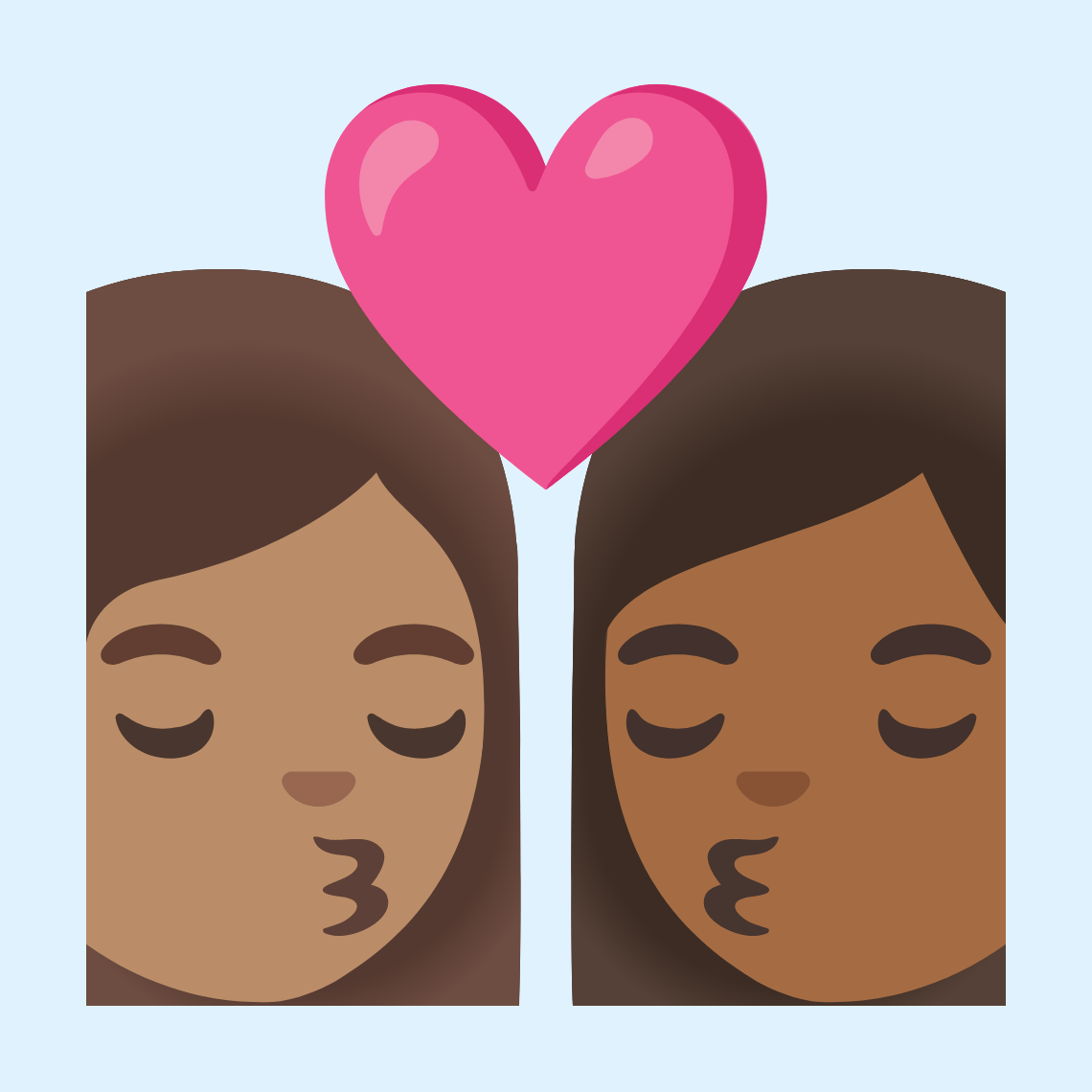 π©π½ββ€οΈβπβπ©πΎ Kiss: woman, woman, medium skin tone, medium-dark skin tone