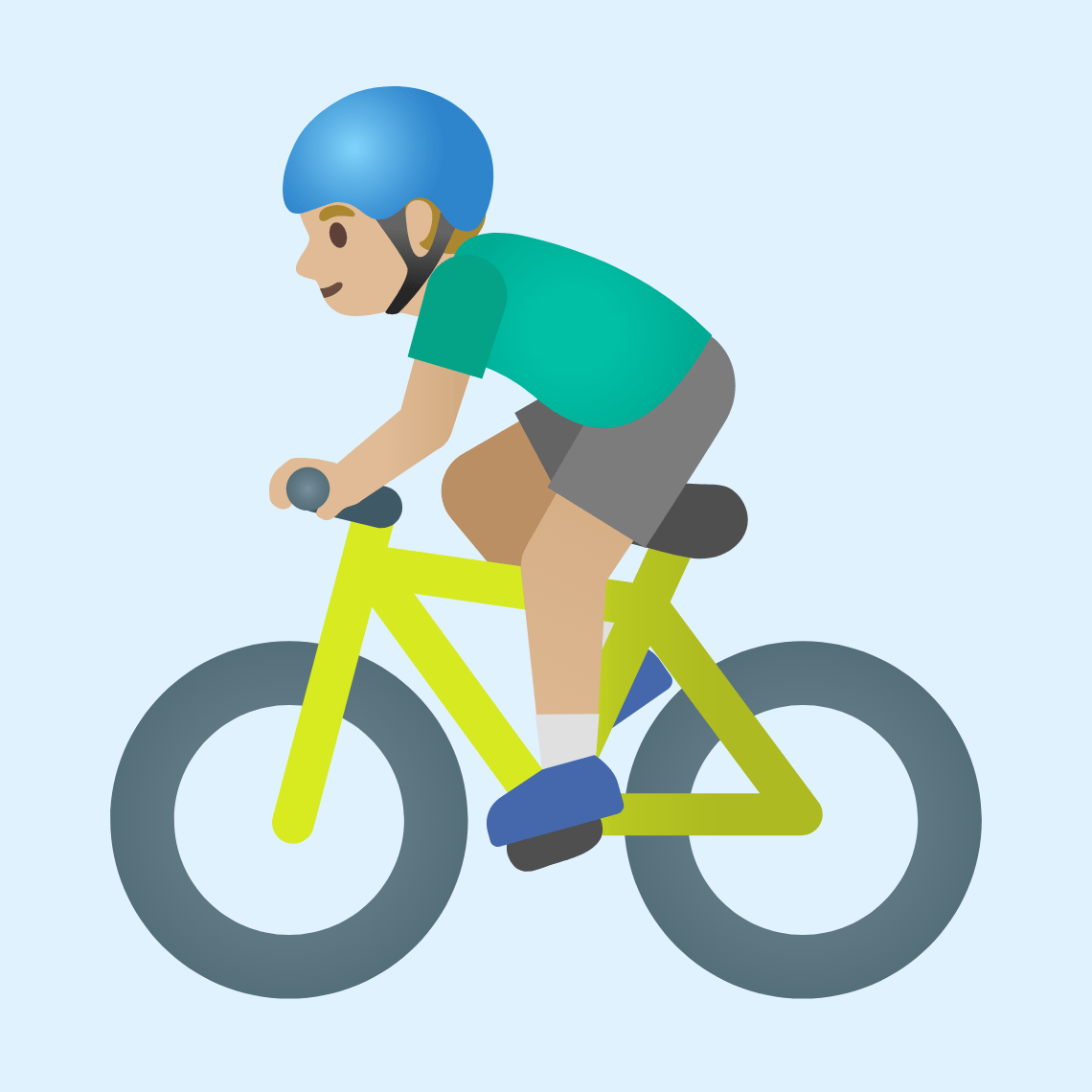 π΄πΌββοΈ Man biking: medium-light skin tone