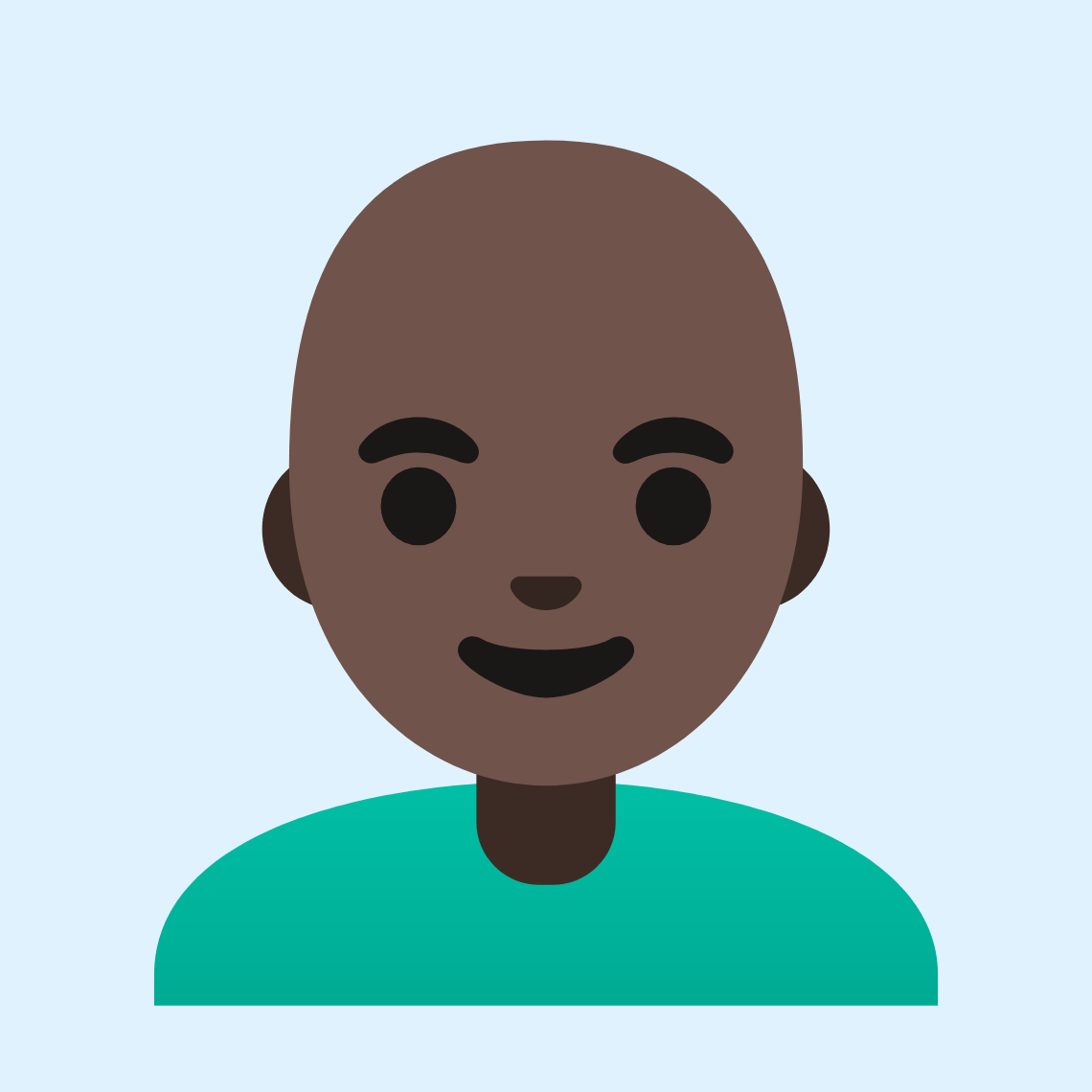 👨🏿‍🦲 Man: dark skin tone, bald