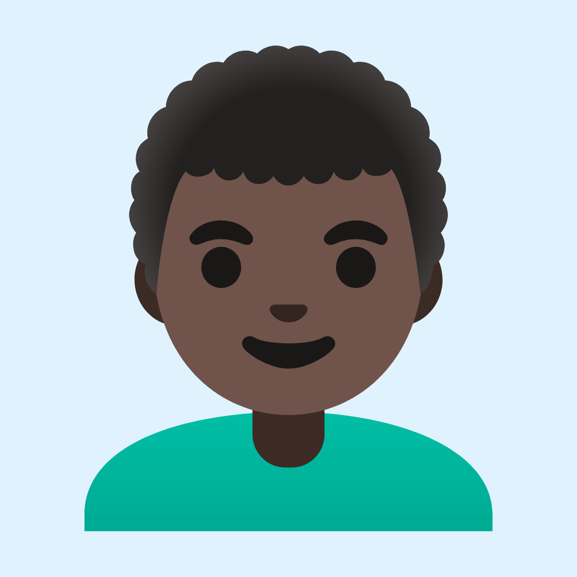 π¨πΏβ𦱠Man: dark skin tone, curly hair