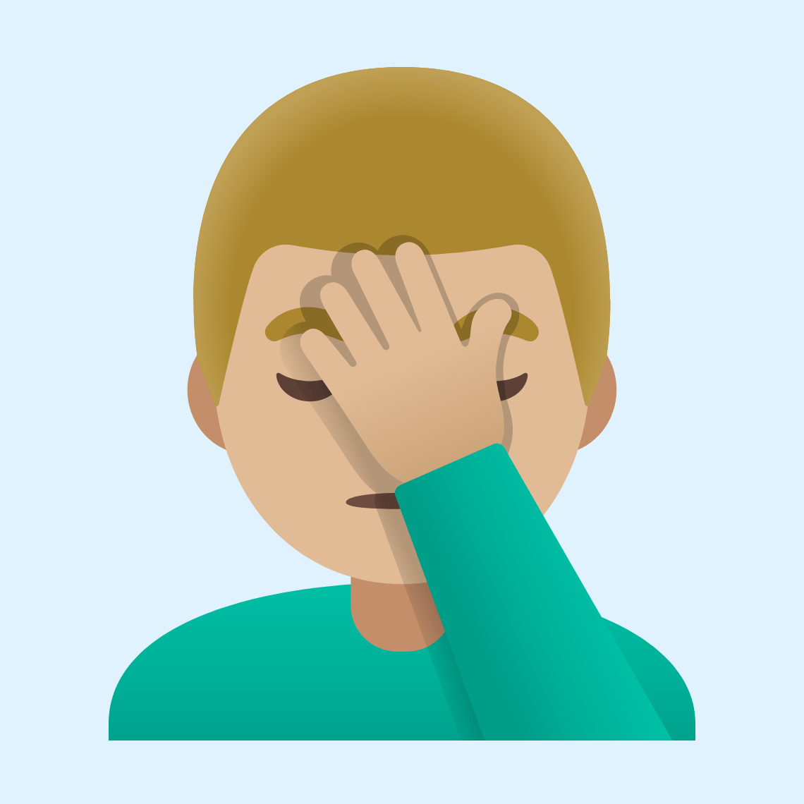 π€¦πΌββοΈ Man facepalming: medium-light skin tone