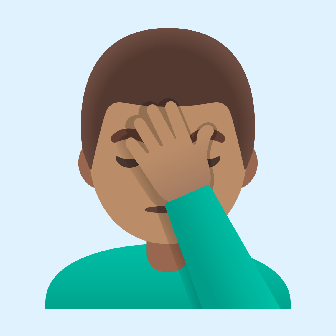 π€¦π½ββοΈ Man facepalming: medium skin tone