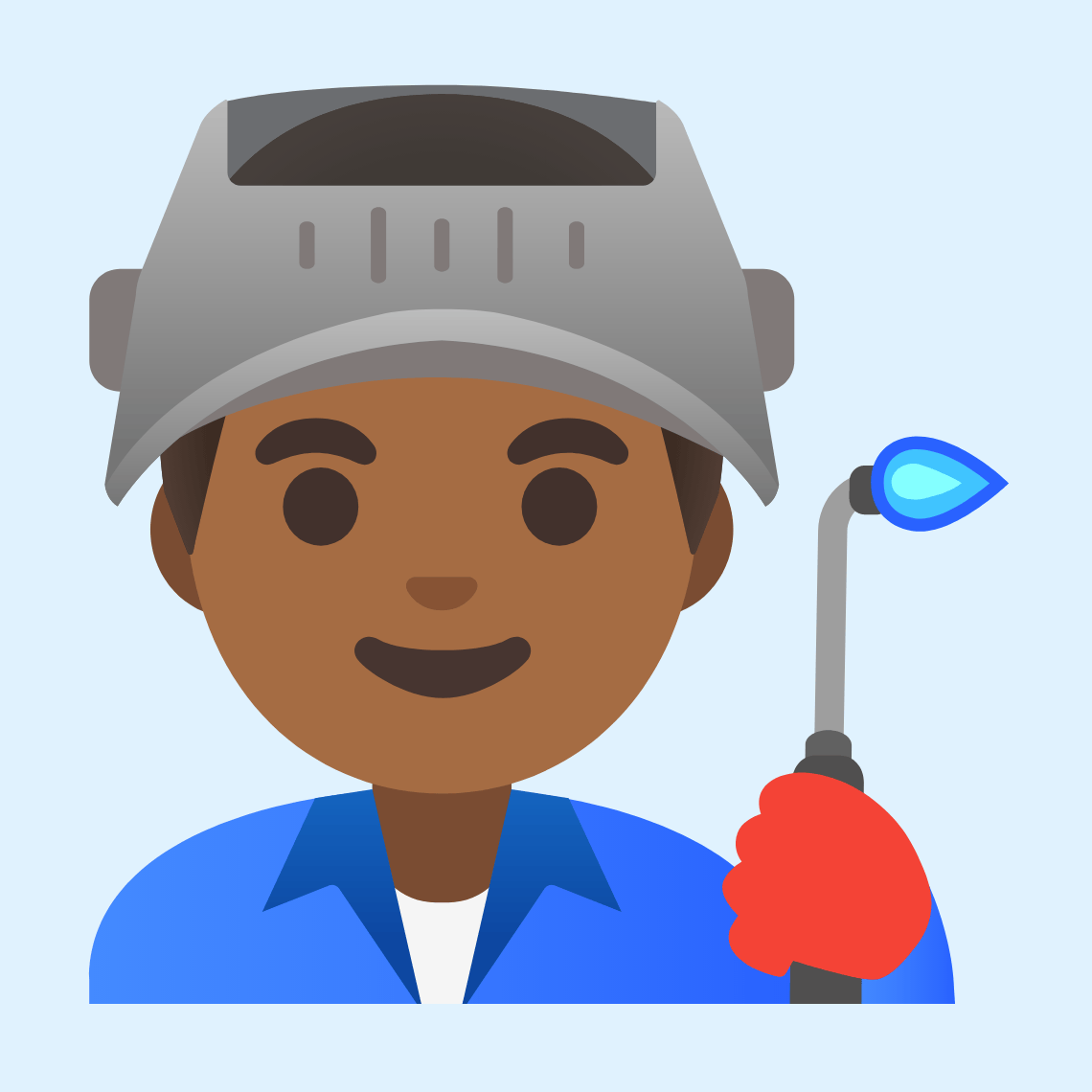 👨🏾‍🏭 Man factory worker: medium-dark skin tone