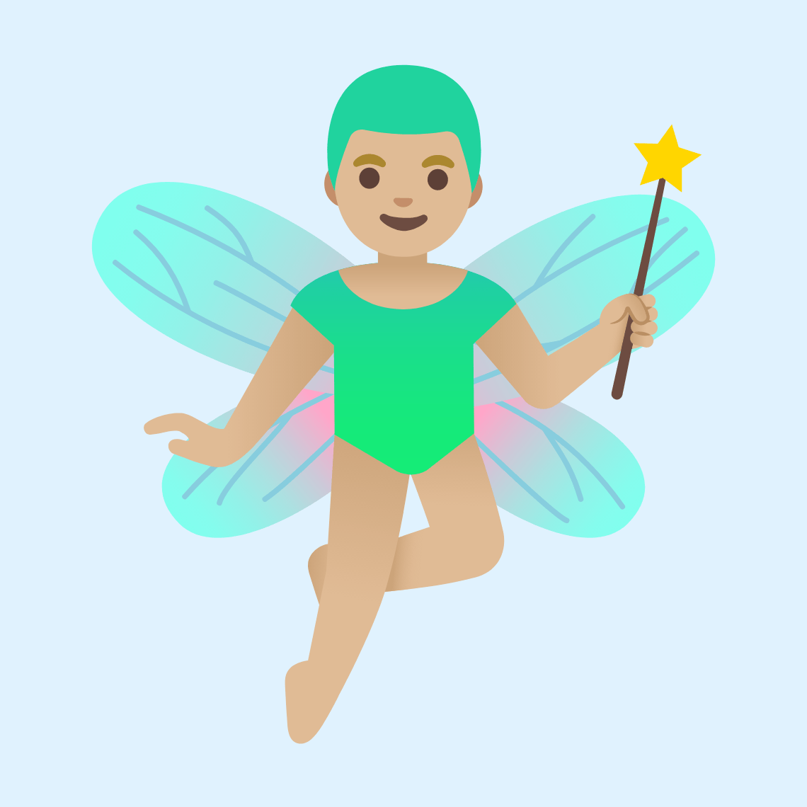 π§πΌββοΈ Man fairy: medium-light skin tone