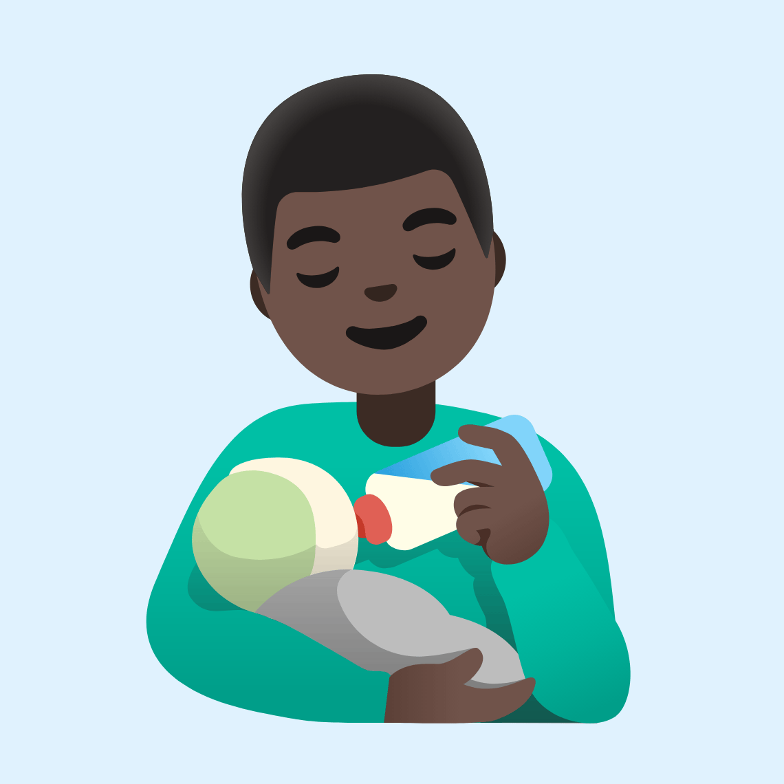π¨πΏβπΌ Man feeding baby: dark skin tone
