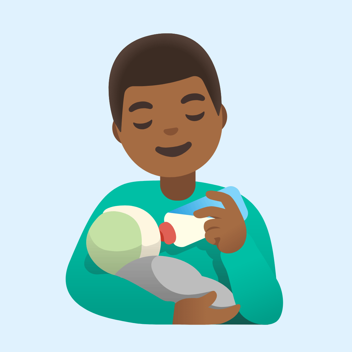 π¨πΎβπΌ Man feeding baby: medium-dark skin tone