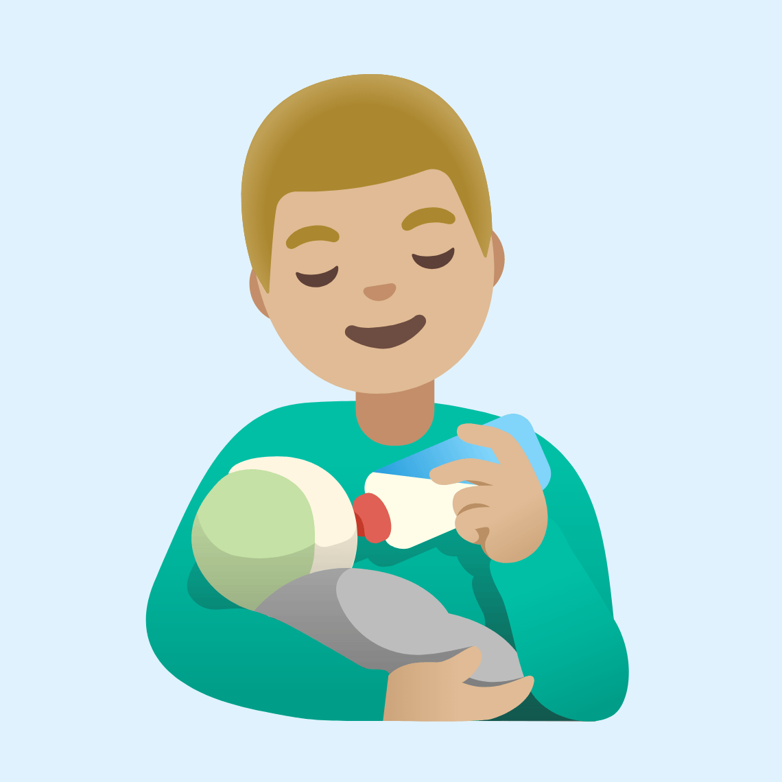 π¨πΌβπΌ Man feeding baby: medium-light skin tone
