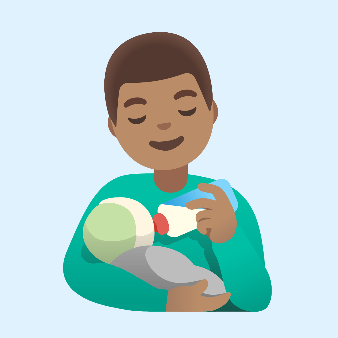 π¨π½βπΌ Man feeding baby: medium skin tone