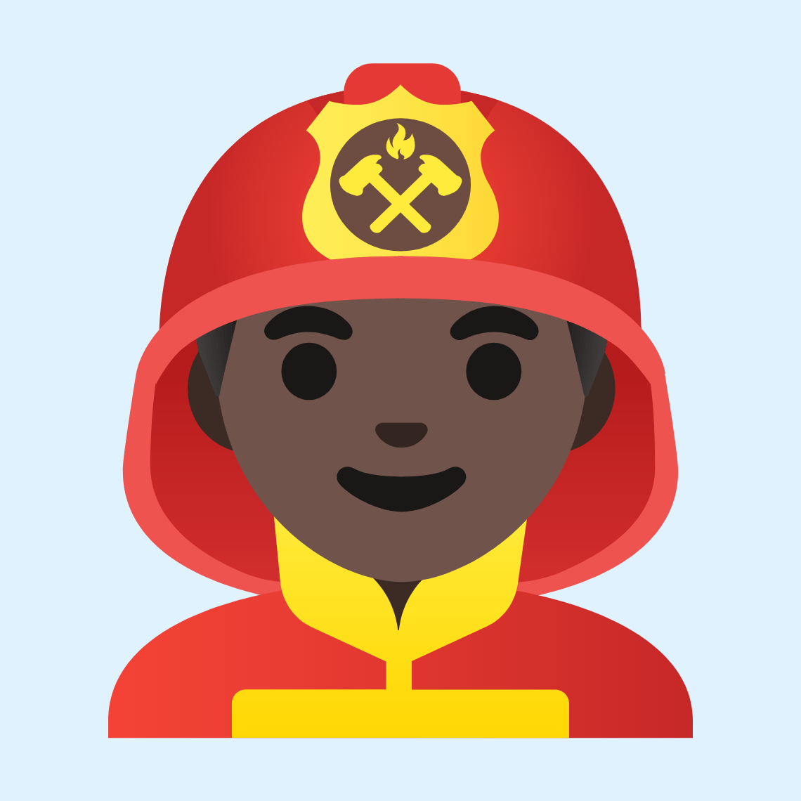 π¨πΏβπ Man firefighter: dark skin tone