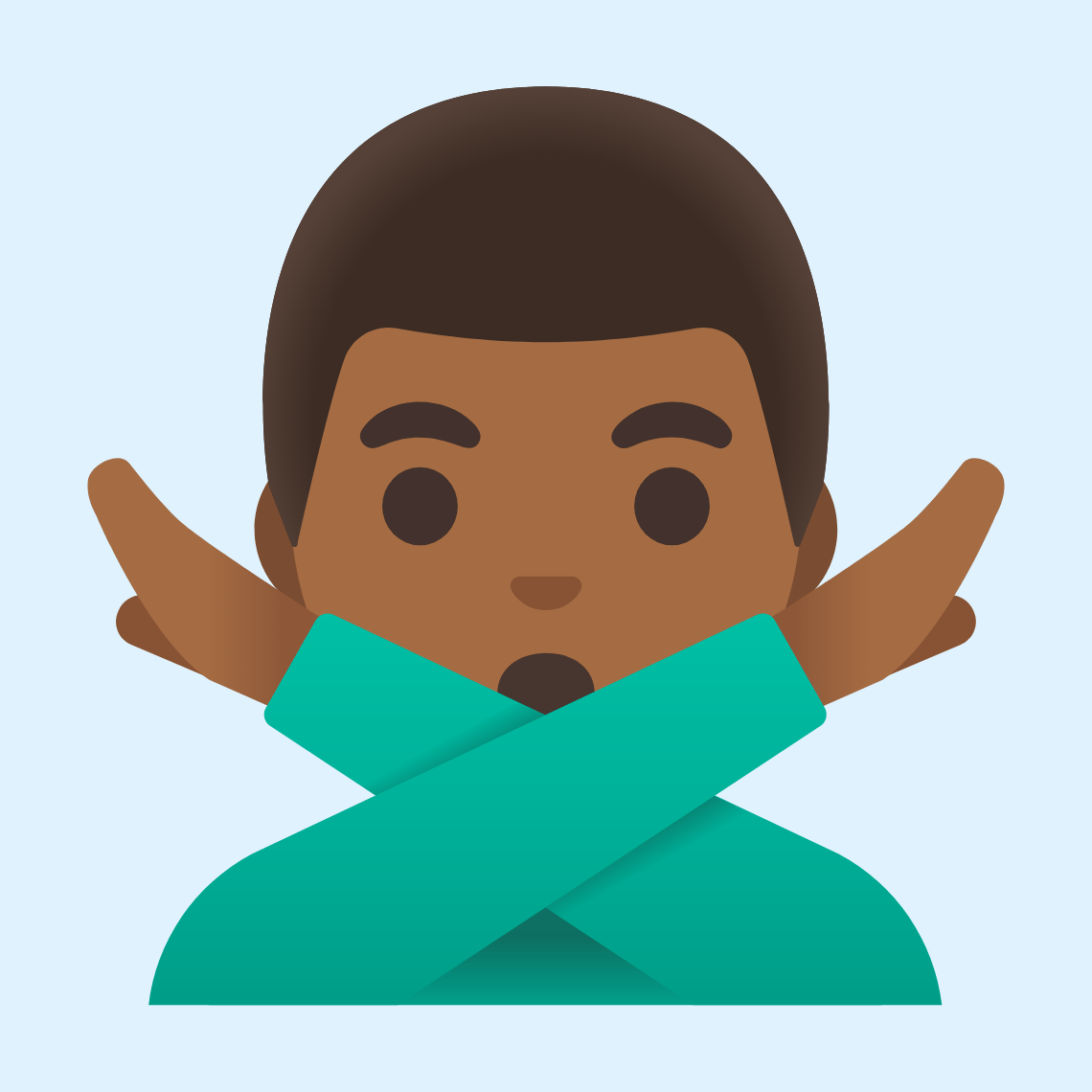 π
πΎββοΈ Man gesturing NO: medium-dark skin tone