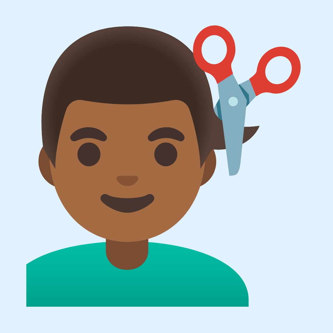 💇🏾♂️ Muškarac na šišanju: smeđa boja kože