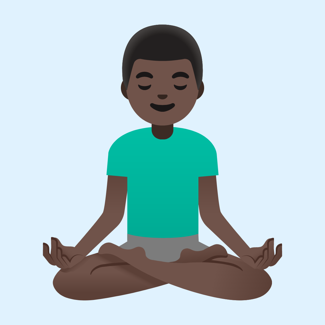 π§πΏββοΈ Man in lotus position: dark skin tone