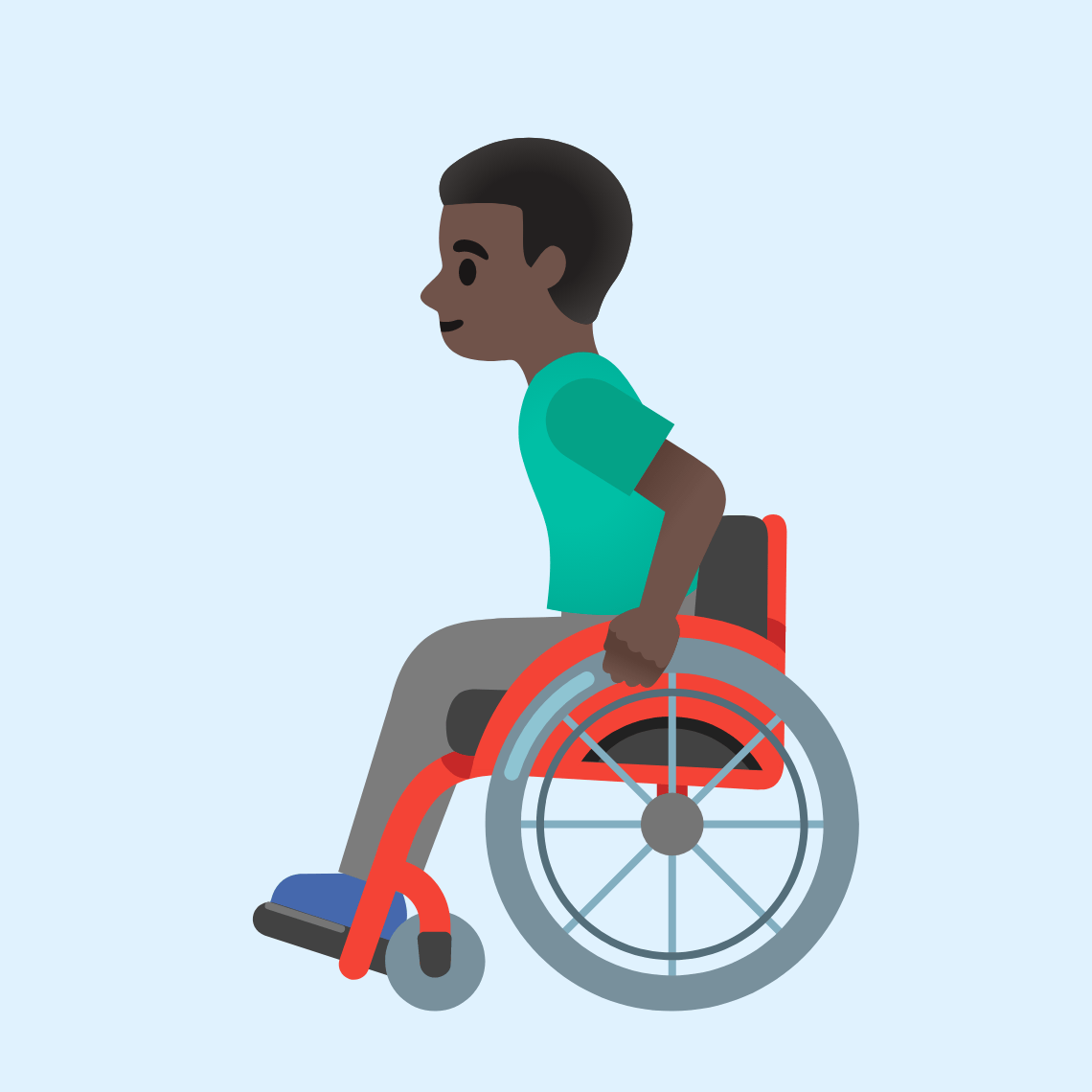 π¨πΏβ𦽠Man in manual wheelchair: dark skin tone