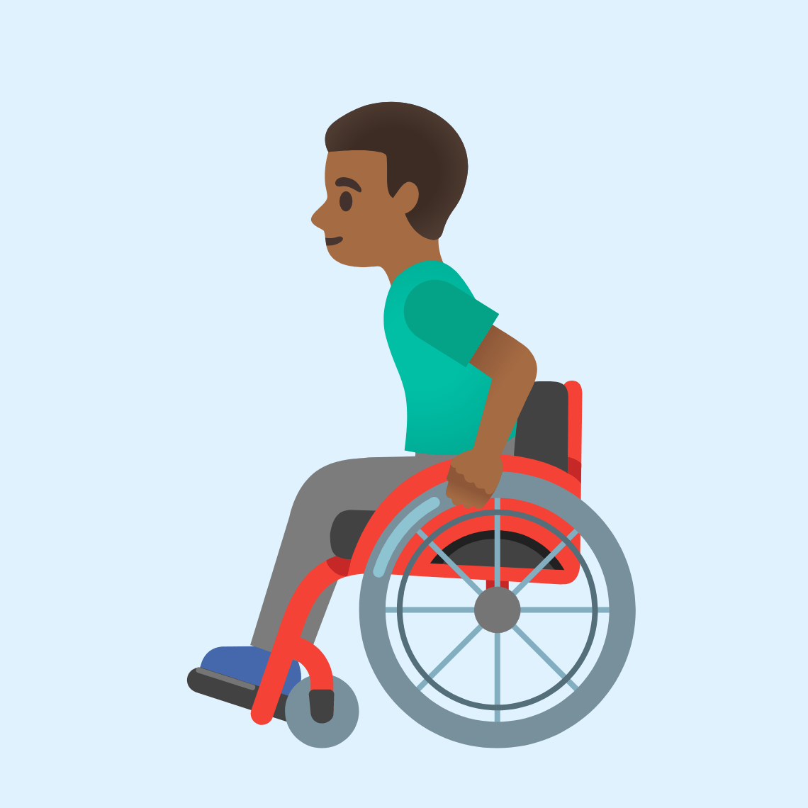 π¨πΎβ𦽠Man in manual wheelchair: medium-dark skin tone