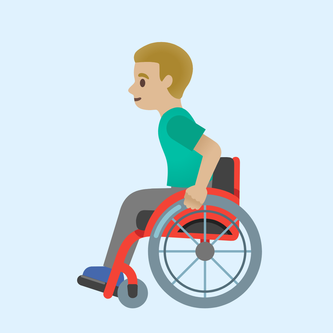 π¨πΌβ𦽠Man in manual wheelchair: medium-light skin tone