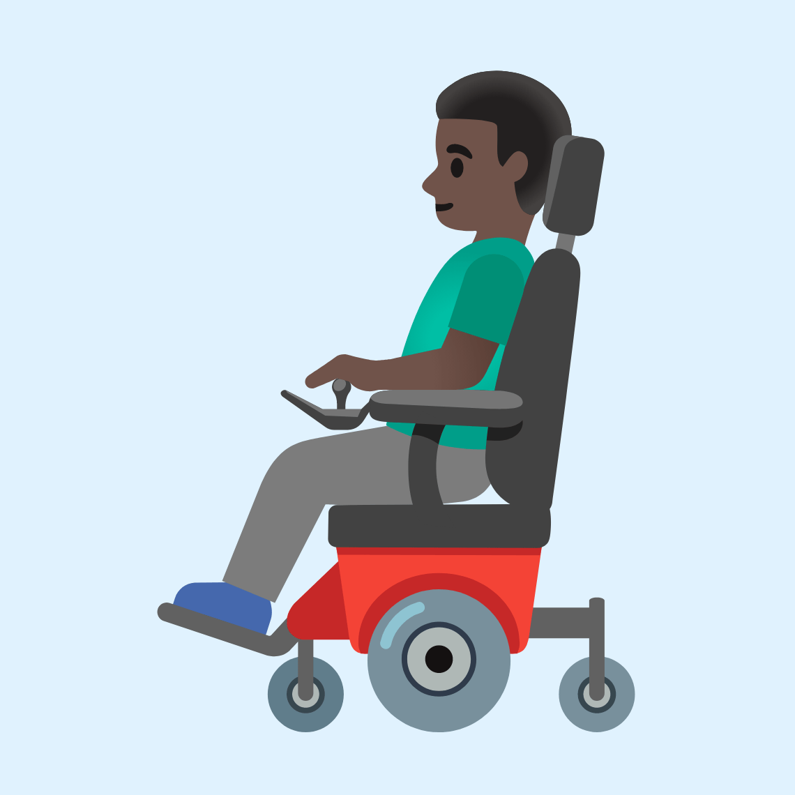 π¨πΏβπ¦Ό Man in motorized wheelchair: dark skin tone