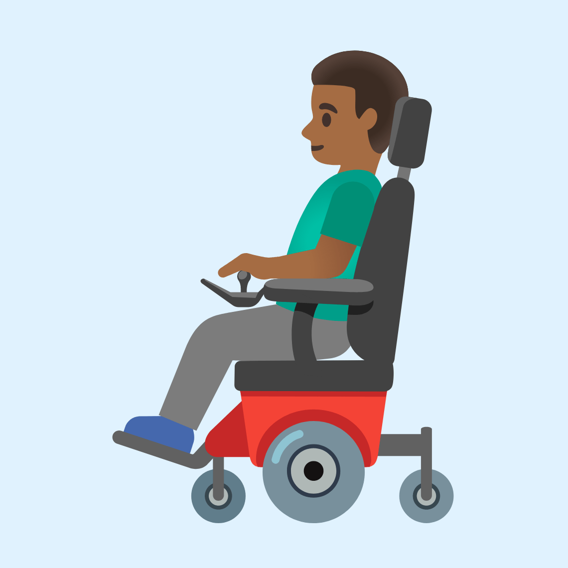 π¨πΎβπ¦Ό Man in motorized wheelchair: medium-dark skin tone