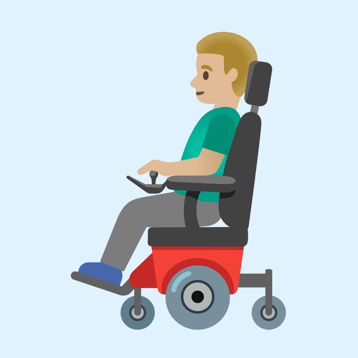 π¨πΌβπ¦Ό Man in motorized wheelchair: medium-light skin tone