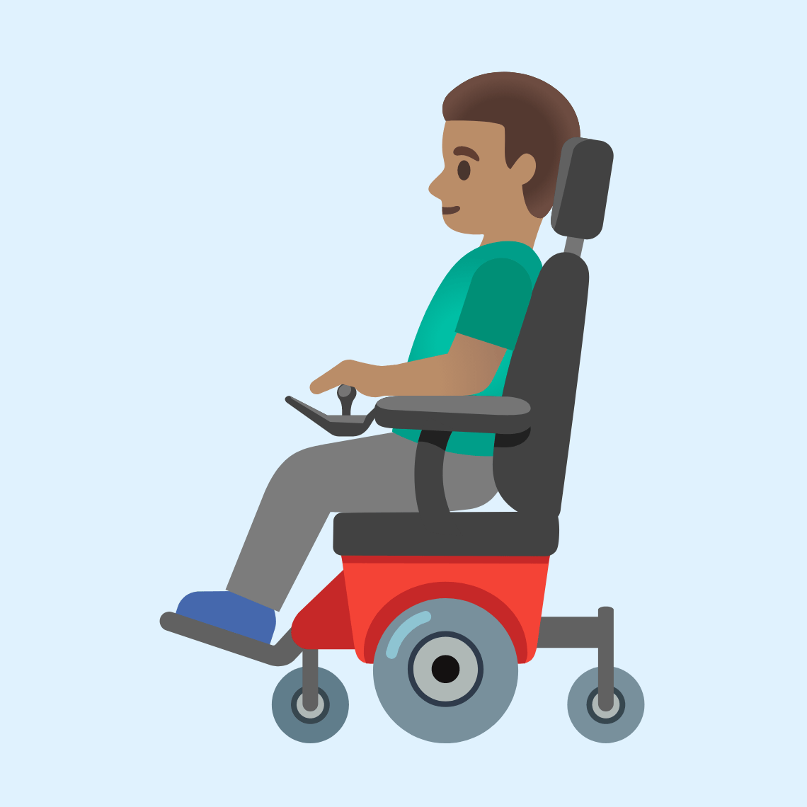 π¨π½βπ¦Ό Man in motorized wheelchair: medium skin tone