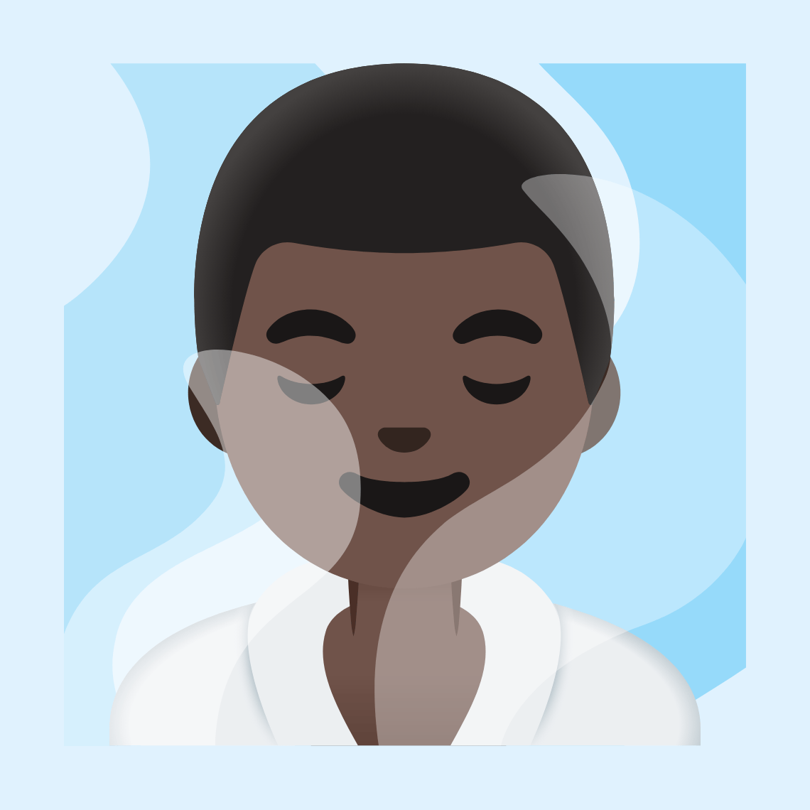 π§πΏββοΈ Man in steamy room: dark skin tone