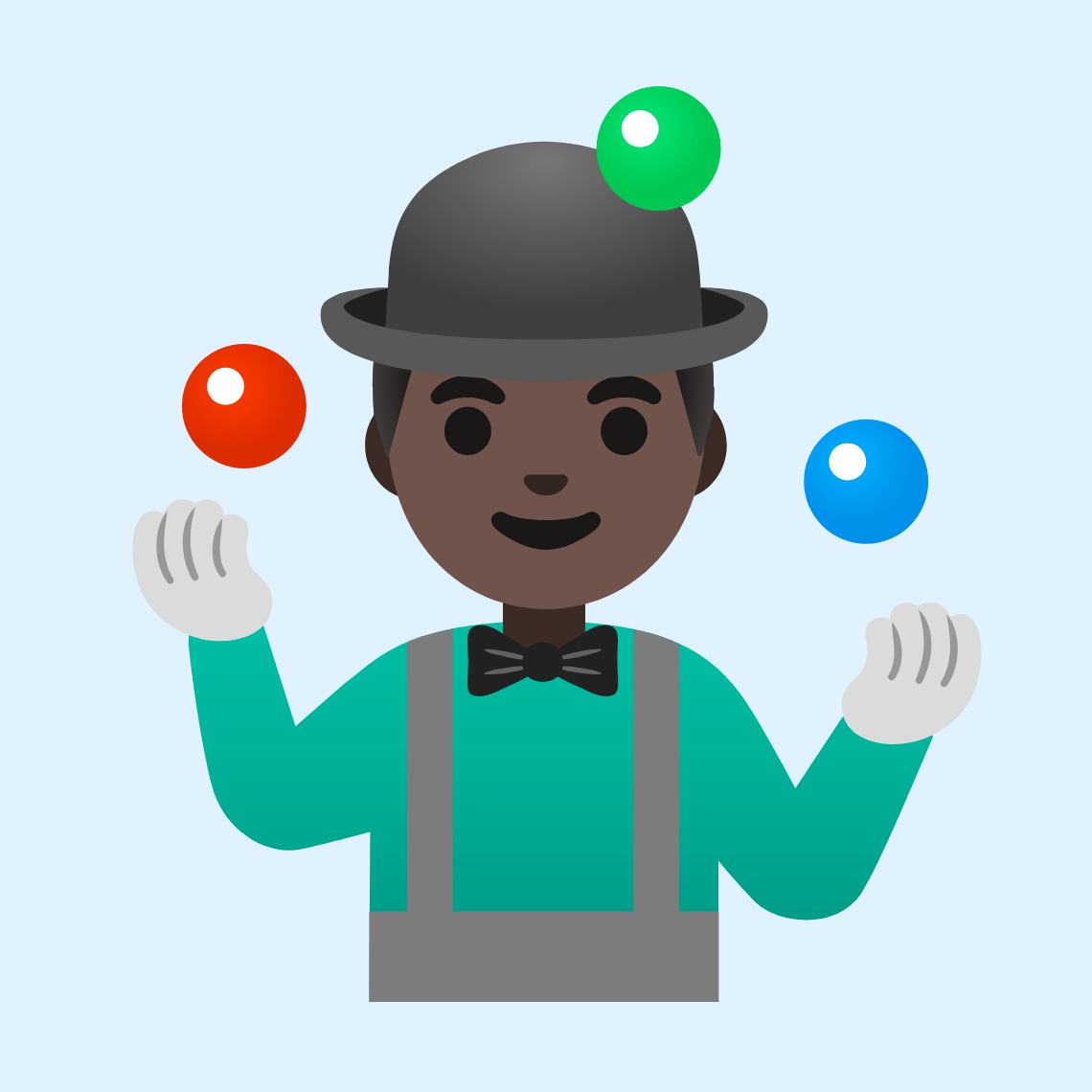 π€ΉπΏββοΈ Man juggling: dark skin tone