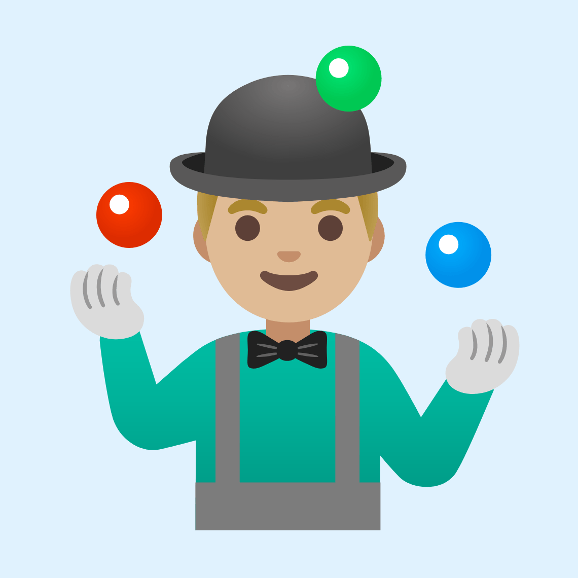 π€ΉπΌββοΈ Man juggling: medium-light skin tone