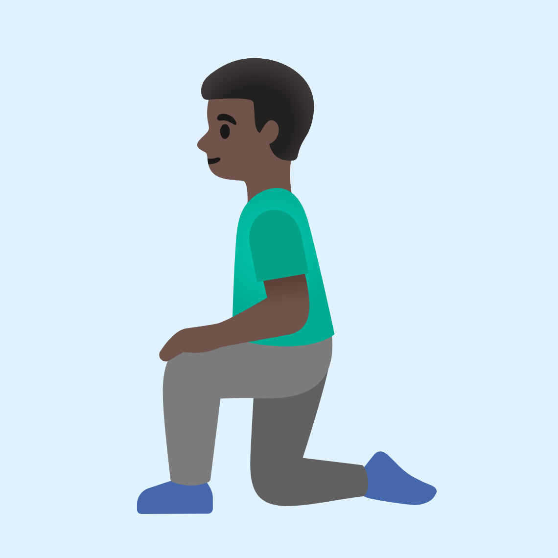 π§πΏββοΈ Man kneeling: dark skin tone