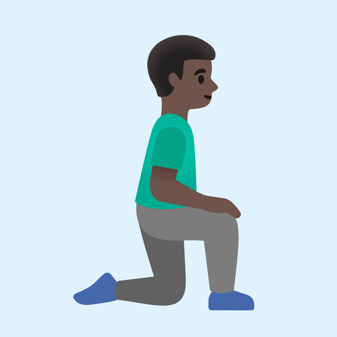 π§πΏββοΈββ‘οΈ Man kneeling facing right: dark skin tone