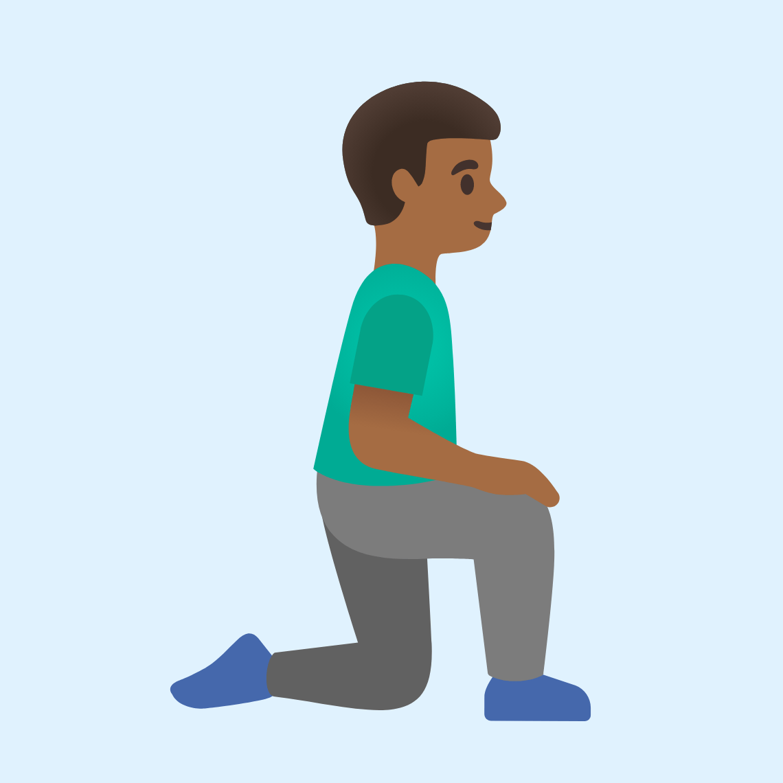 π§πΎββοΈββ‘οΈ Man kneeling facing right: medium-dark skin tone