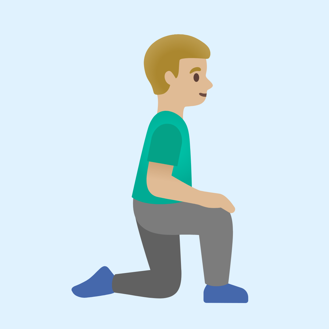 π§πΌββοΈββ‘οΈ Man kneeling facing right: medium-light skin tone