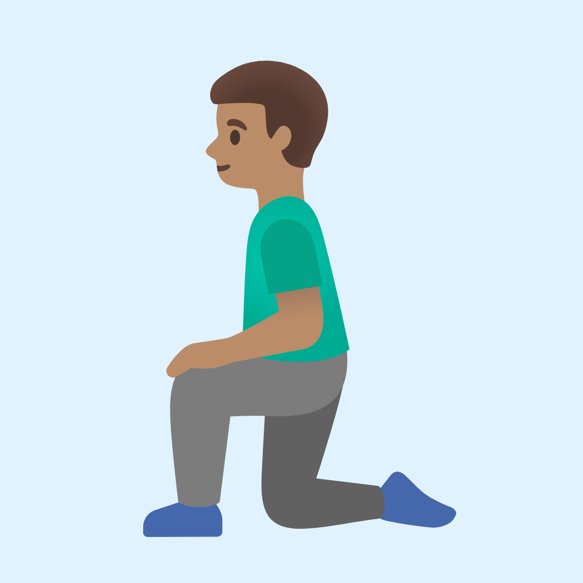 π§π½ββοΈ Man kneeling: medium skin tone