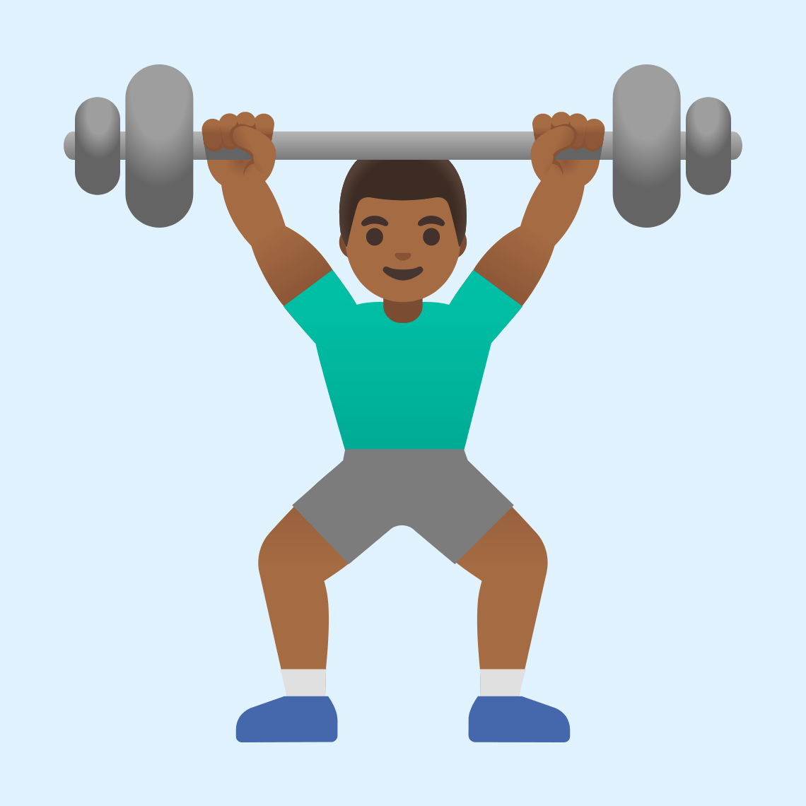 ππΎββοΈ Man lifting weights: medium-dark skin tone