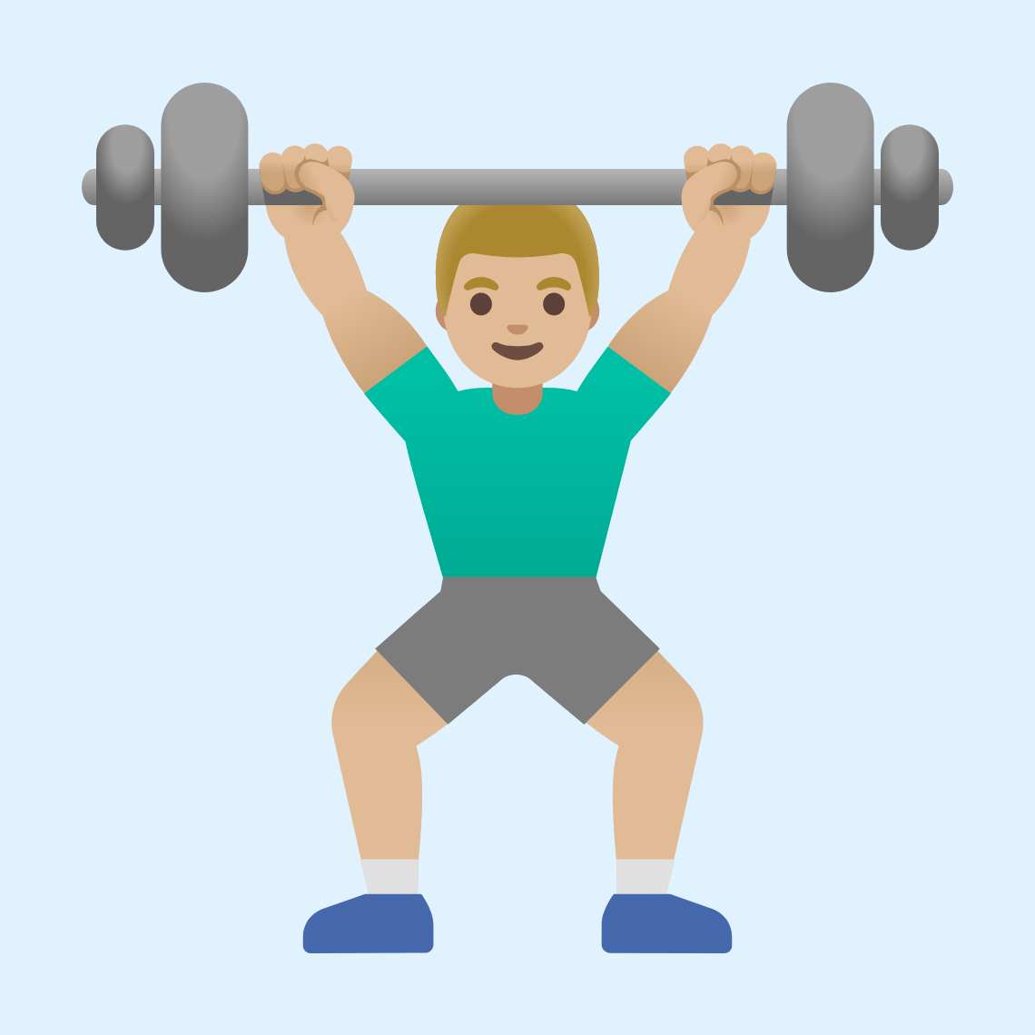 ππΌββοΈ Man lifting weights: medium-light skin tone