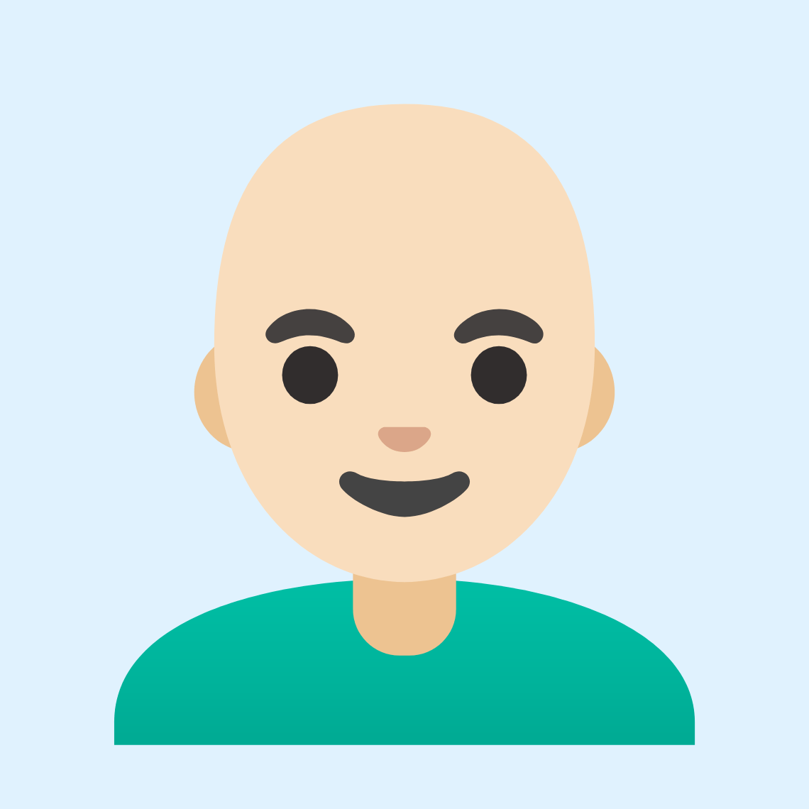 👨🏻‍🦲 Man: light skin tone, bald
