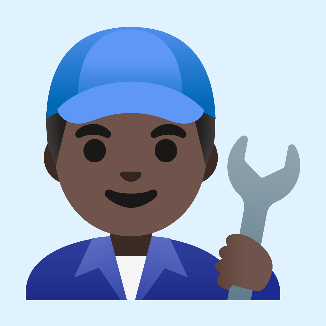 π¨πΏβπ§ Man mechanic: dark skin tone